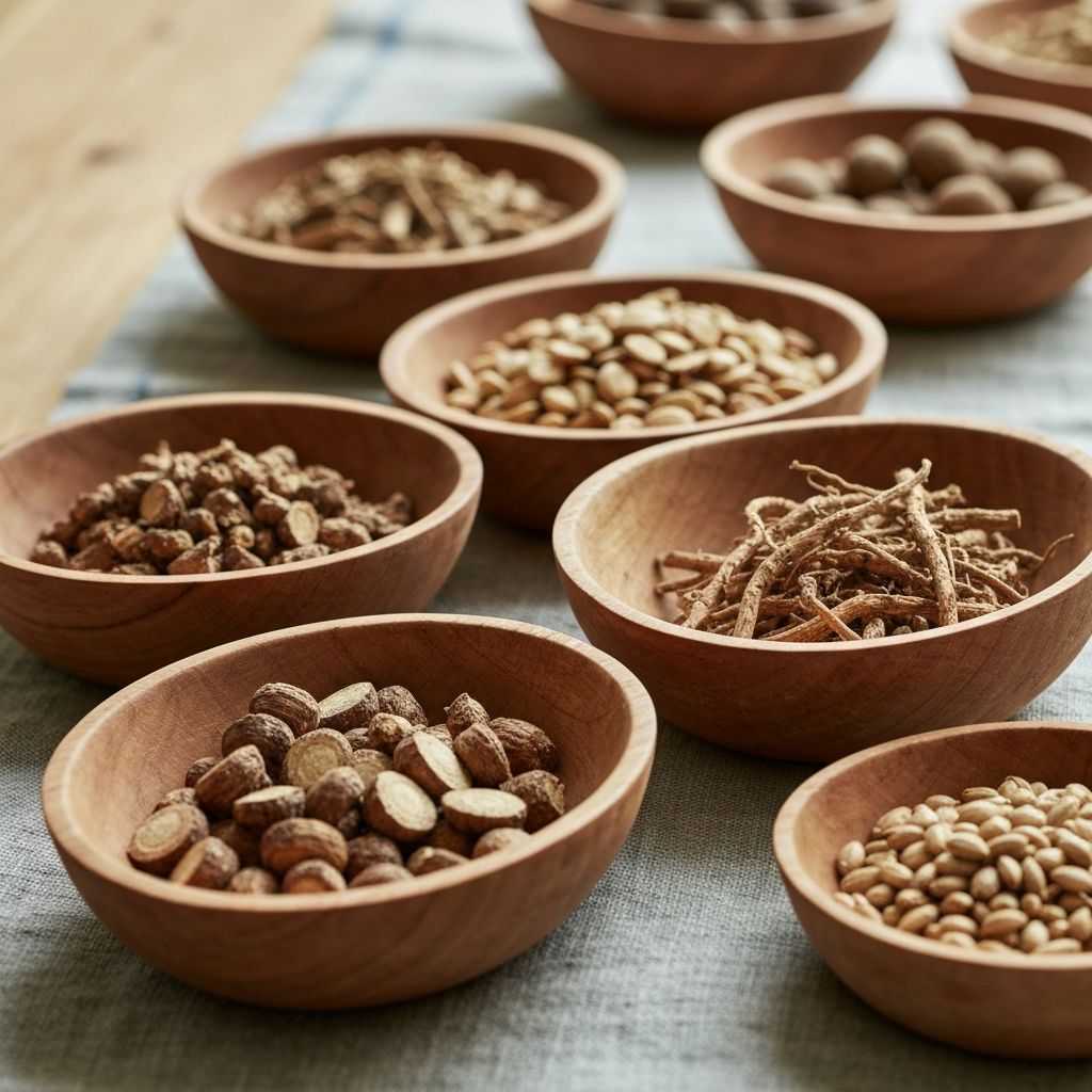 Wurzeln in Holzschalen